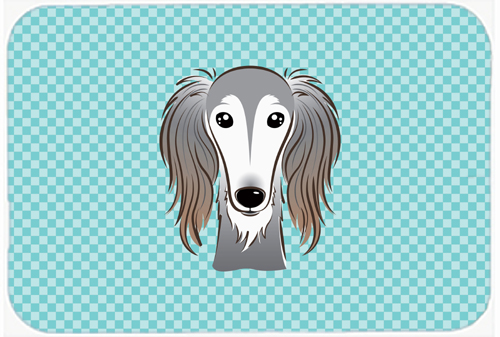 Checkerboard Blue Saluki Mouse Pad, Hot Pad Or Trivet, 7.75 x 9.25 In.