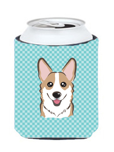 Checkerboard Blue Corgi Can Or Bottle Hugger