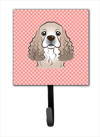 Checkerboard Pink Cocker Spaniel Leash Or Key Holder, 4.25 W x 7 H In.