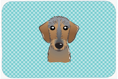 BB1171MP Checkerboard Blue Wirehaired Dachshund Mouse Pad- Hot Pad Or Trivet- 7.75 x 9.25 In.