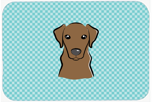 Checkerboard Blue Chocolate Labrador Mouse Pad, Hot Pad Or Trivet, 7.75 x 9.25 In.