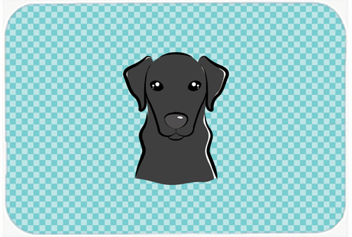 Checkerboard Blue Black Labrador Mouse Pad, Hot Pad Or Trivet, 7.75 x 9.25 In.