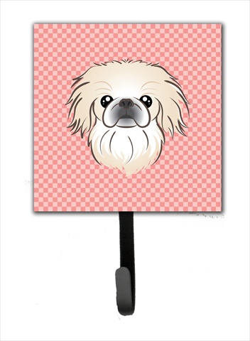Checkerboard Pink Pekingese Leash Or Key Holder, 4.25 W x 7 H In.