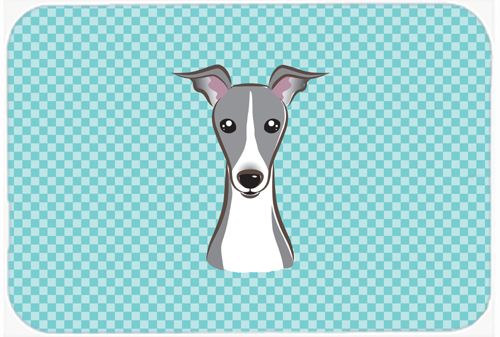 BB1174MP Checkerboard Blue Italian Greyhound Mouse Pad- Hot Pad Or Trivet- 7.75 x 9.25 In.