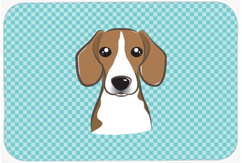 Checkerboard Blue Beagle Mouse Pad, Hot Pad Or Trivet, 7.75 x 9.25 In.