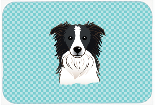 BB1179MP Checkerboard Blue Border Collie Mouse Pad- Hot Pad Or Trivet- 7.75 x 9.25 In.