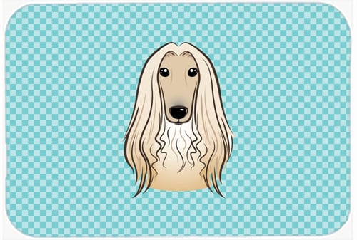 BB1182MP Checkerboard Blue Afghan Hound Mouse Pad- Hot Pad Or Trivet- 7.75 x 9.25 In.