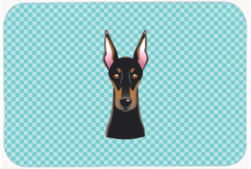 Checkerboard Blue Doberman Mouse Pad, Hot Pad Or Trivet, 7.75 x 9.25 In.