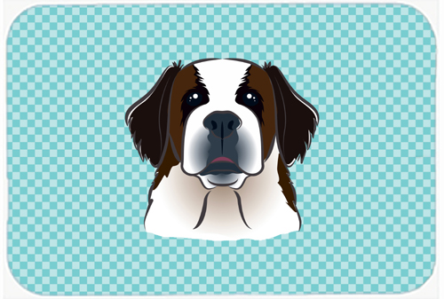 Checkerboard Blue Saint Bernard Mouse Pad, Hot Pad Or Trivet, 7.75 x 9.25 In.