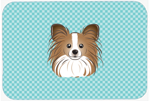 Checkerboard Blue Papillon Mouse Pad, Hot Pad Or Trivet, 7.75 x 9.25 In.