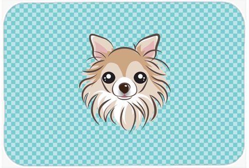 Checkerboard Blue Chihuahua Mouse Pad, Hot Pad Or Trivet, 7.75 x 9.25 In.