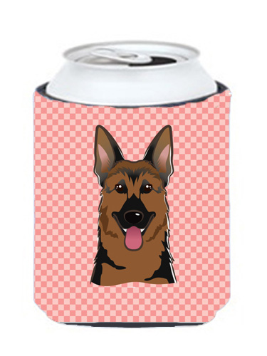 Checkerboard Pink German Shepherd Can Or Bottle Hugger, 12 Oz.