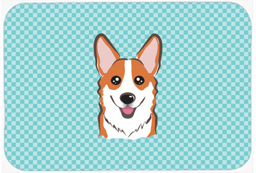 BB1192MP Checkerboard Blue Corgi Mouse Pad- Hot Pad Or Trivet- 7.75 x 9.25 In.