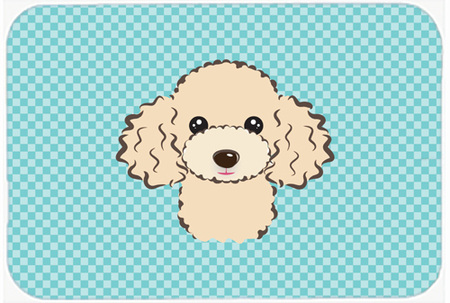Checkerboard Blue Buff Poodle Mouse Pad, Hot Pad Or Trivet, 7.75 x 9.25 In.