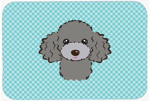 BB1197MP Checkerboard Blue Silver Gray Poodle Mouse Pad- Hot Pad Or Trivet- 7.75 x 9.25 In.