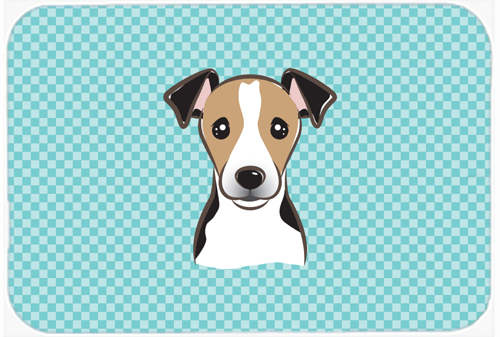 BB1199MP Checkerboard Blue Jack Russell Terrier Mouse Pad- Hot Pad Or Trivet- 7.75 x 9.25 In.
