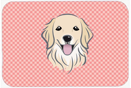 BB1205MP Checkerboard Pink Golden Retriever Mouse Pad- Hot Pad Or Trivet- 7.75 x 9.25 In.