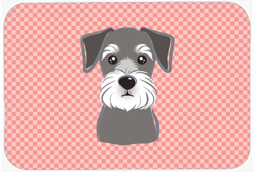 Checkerboard Pink Schnauzer Mouse Pad, Hot Pad Or Trivet, 7.75 x 9.25 In.