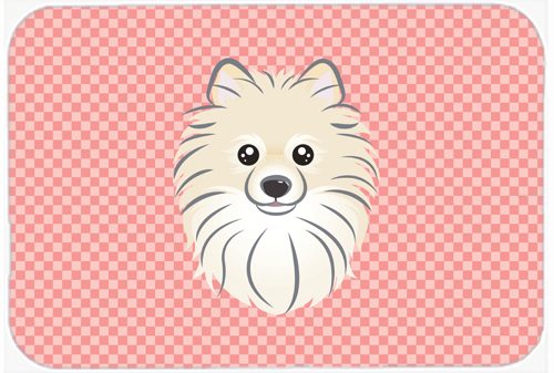 Checkerboard Pink Pomeranian Mouse Pad