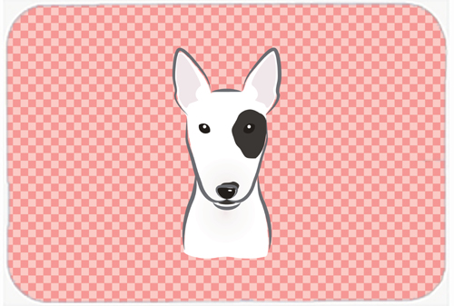 BB1209MP Checkerboard Pink Bull Terrier Mouse Pad- Hot Pad Or Trivet- 7.75 x 9.25 In.