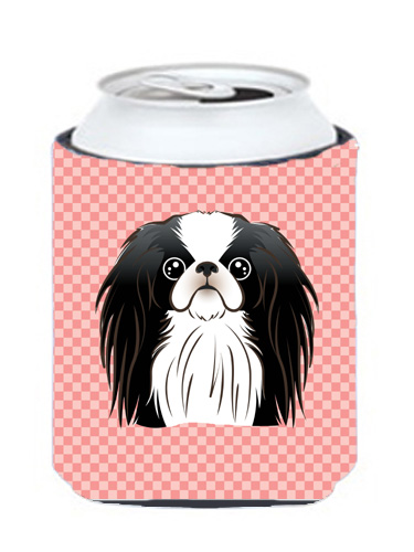Checkerboard Pink Japanese Chin Can Or Bottle Hugger, 12 Oz.
