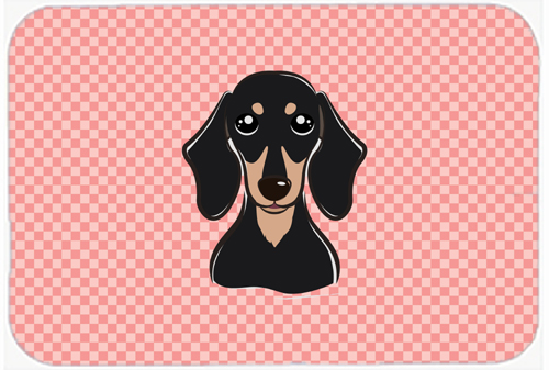 Checkerboard Pink Smooth Black And Tan Dachshund Mouse Pad, Hot Pad Or Trivet, 7.75 x 9.25 In.