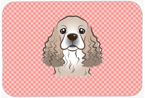 BB1216MP Checkerboard Pink Cocker Spaniel Mouse Pad- Hot Pad Or Trivet- 7.75 x 9.25 In.