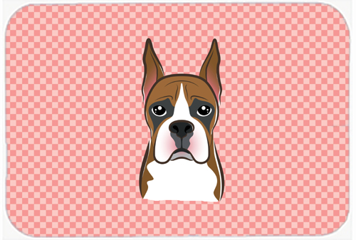 Checkerboard Pink Boxer Mouse Pad, Hot Pad Or Trivet, 7.75 x 9.25 In.