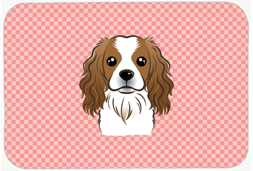 Checkerboard Pink Cavalier Spaniel Mouse Pad, Hot Pad Or Trivet, 7.75 x 9.25 In.