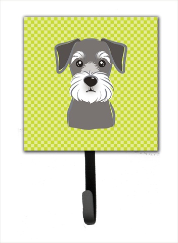 Checkerboard Lime Green Schnauzer Leash Or Key Holder, 4.25 W x 7 H In.
