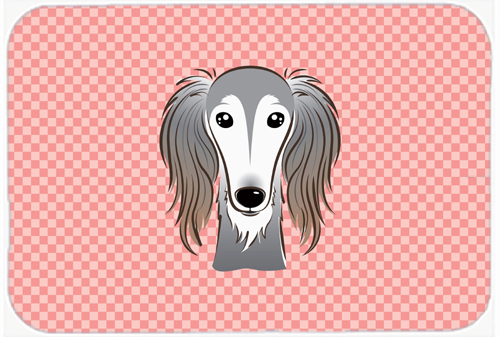 Checkerboard Pink Saluki Mouse Pad, Hot Pad Or Trivet, 7.75 x 9.25 In.