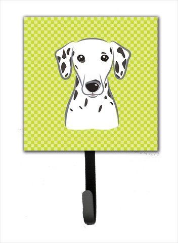 Checkerboard Lime Green Dalmatian Leash Or Key Holder, 4.25 W x 7 H In.