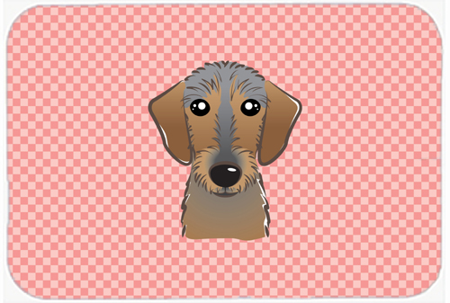 BB1233MP Checkerboard Pink Wirehaired Dachshund Mouse Pad- Hot Pad Or Trivet- 7.75 x 9.25 In.