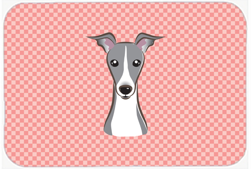 Checkerboard Pink Italian Greyhound Mouse Pad- 7.75 x 9.25 In.