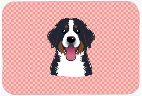 BB1237MP Checkerboard Pink Bernese Mountain Dog Mouse Pad- Hot Pad Or Trivet- 7.75 x 9.25 In.