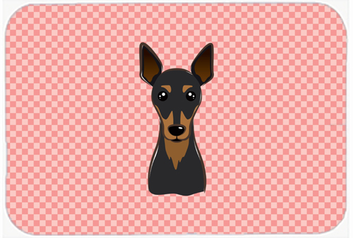 Checkerboard Pink Min Pin Mouse Pad, Hot Pad Or Trivet, 7.75 x 9.25 In.