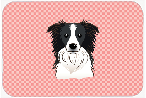 BB1241MP Checkerboard Pink Border Collie Mouse Pad- Hot Pad Or Trivet- 7.75 x 9.25 In.