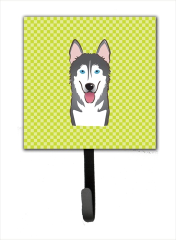 BB1280SH4 Checkerboard Lime Green Alaskan Malamute Leash Or Key Holder- 4.25 W x 7 H In.