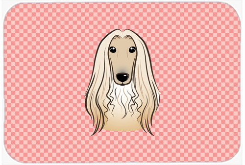 Checkerboard Pink Afghan Hound Mouse Pad, Hot Pad Or Trivet, 7.75 x 9.25 In.