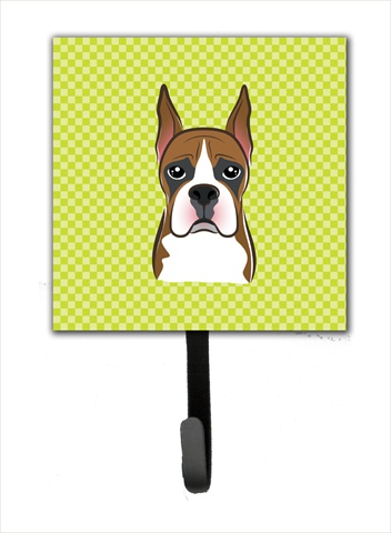 Checkerboard Lime Green Boxer Leash Or Key Holder, 4.25 W x 7 H In.