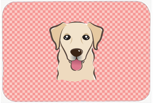 BB1252MP Checkerboard Pink Golden Retriever Mouse Pad- Hot Pad Or Trivet- 7.75 x 9.25 In.