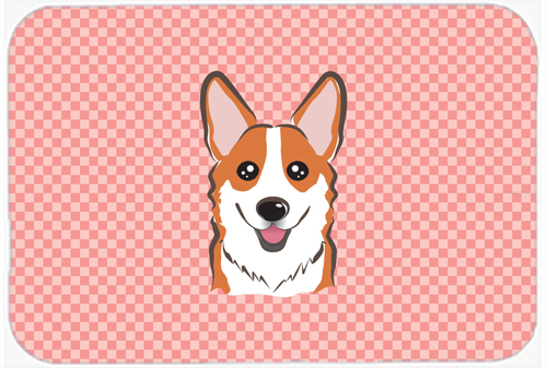 Checkerboard Pink Corgi Mouse Pad- - 7.75 x 9.25 In.