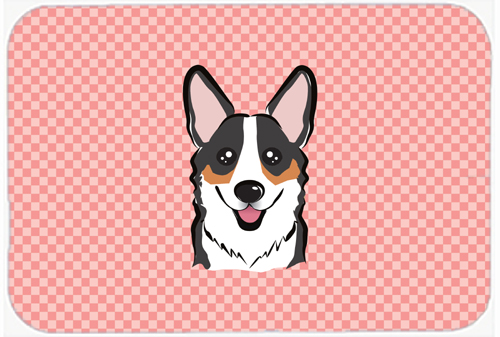 Checkerboard Pink Corgi Mouse Pad, Hot Pad Or Trivet, 7.75 x 9.25 In.