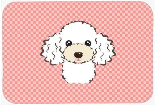 BB1257MP Checkerboard Pink White Poodle Mouse Pad- Hot Pad Or Trivet- 7.75 x 9.25 In.
