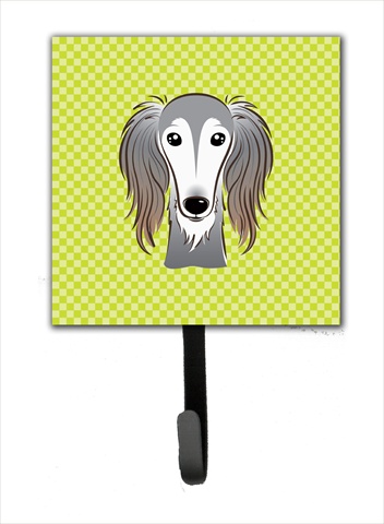 Checkerboard Lime Green Saluki Leash Or Key Holder, 4.25 W x 7 H In.
