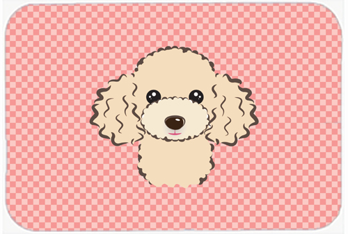 Checkerboard Pink Buff Poodle Mouse Pad, Hot Pad Or Trivet, 7.75 x 9.25 In.