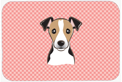 BB1261MP Checkerboard Pink Jack Russell Terrier Mouse Pad- Hot Pad Or Trivet- 7.75 x 9.25 In.