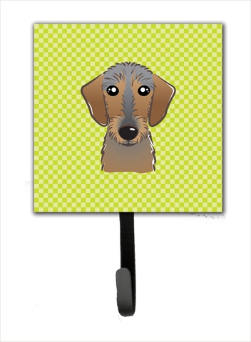 Picture of Carolines Treasures BB1295SH4 Checkerboard Lime Green Wirehaired Dachshund Leash Or Key Holder- 4.25 W x 7 H In.