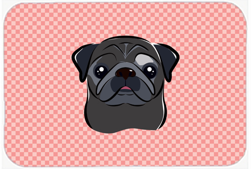 Checkerboard Pink Black Pug Mouse Pad, Hot Pad Or Trivet, 7.75 x 9.25 In.