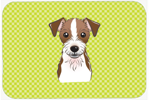 BB1264MP Checkerboard Lime Green Jack Russell Terrier Mouse Pad- Hot Pad Or Trivet- 7.75 x 9.25 In.